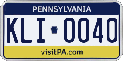 PA license plate KLI0040