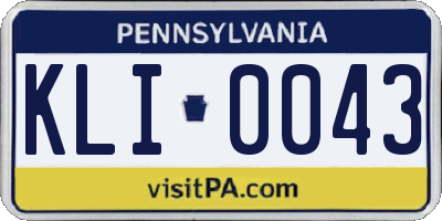 PA license plate KLI0043