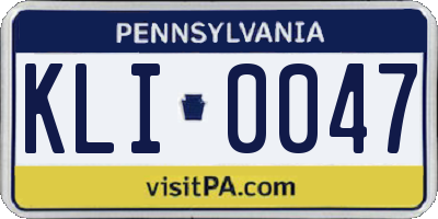 PA license plate KLI0047