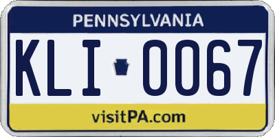 PA license plate KLI0067