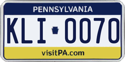 PA license plate KLI0070