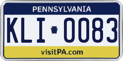 PA license plate KLI0083