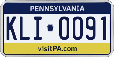 PA license plate KLI0091