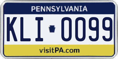 PA license plate KLI0099