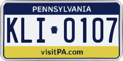 PA license plate KLI0107