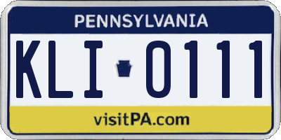 PA license plate KLI0111