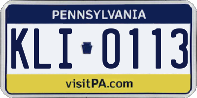 PA license plate KLI0113