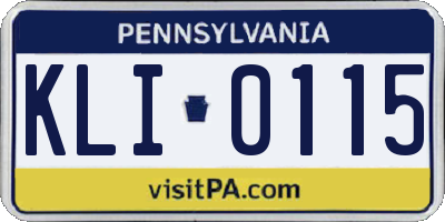 PA license plate KLI0115