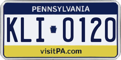 PA license plate KLI0120