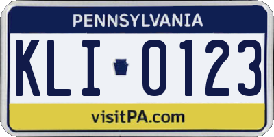 PA license plate KLI0123