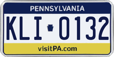 PA license plate KLI0132
