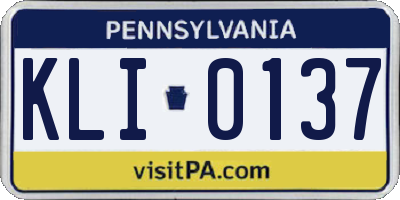 PA license plate KLI0137