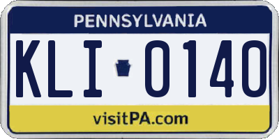 PA license plate KLI0140