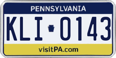 PA license plate KLI0143