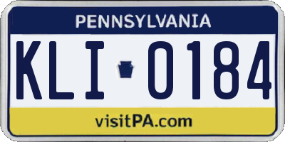 PA license plate KLI0184