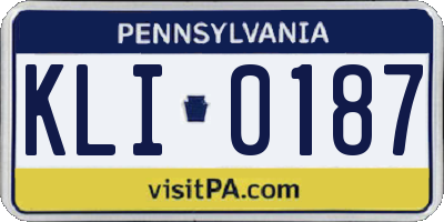 PA license plate KLI0187