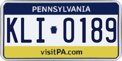 PA license plate KLI0189