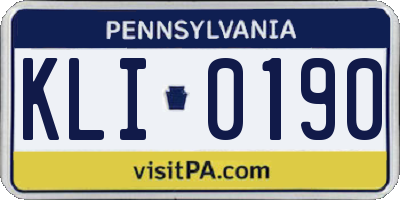 PA license plate KLI0190