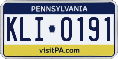 PA license plate KLI0191