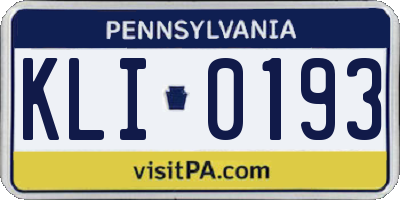 PA license plate KLI0193