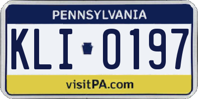 PA license plate KLI0197