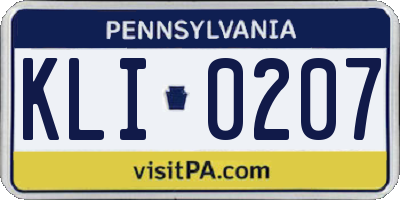 PA license plate KLI0207