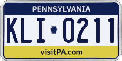 PA license plate KLI0211