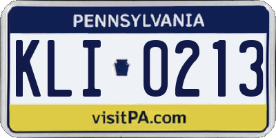 PA license plate KLI0213