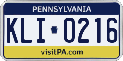 PA license plate KLI0216