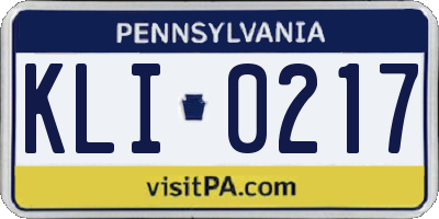 PA license plate KLI0217
