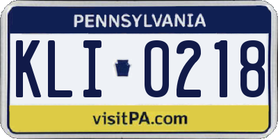PA license plate KLI0218