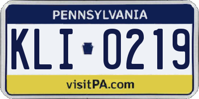 PA license plate KLI0219