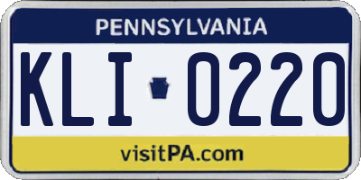 PA license plate KLI0220