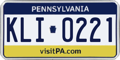 PA license plate KLI0221