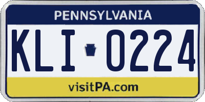 PA license plate KLI0224