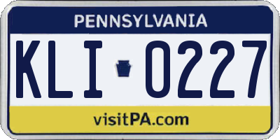 PA license plate KLI0227