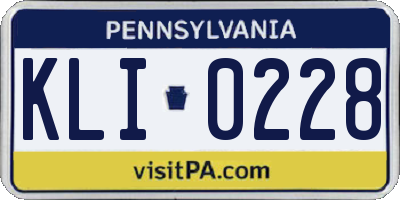 PA license plate KLI0228
