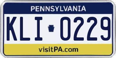 PA license plate KLI0229