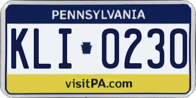 PA license plate KLI0230