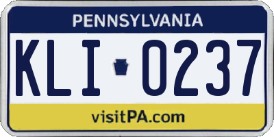 PA license plate KLI0237
