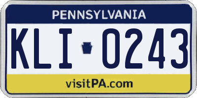 PA license plate KLI0243