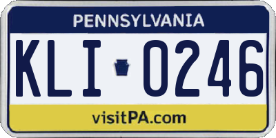 PA license plate KLI0246
