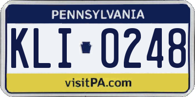 PA license plate KLI0248