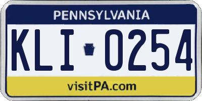 PA license plate KLI0254