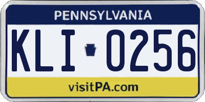 PA license plate KLI0256