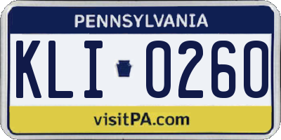 PA license plate KLI0260