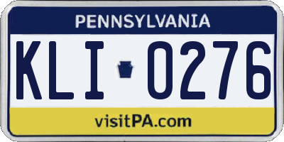 PA license plate KLI0276