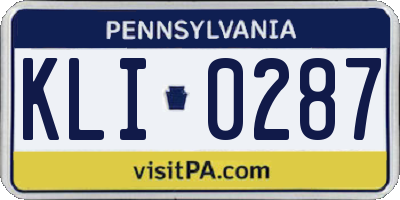 PA license plate KLI0287