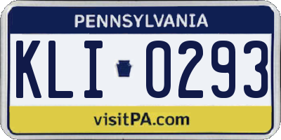 PA license plate KLI0293