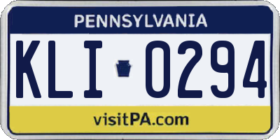 PA license plate KLI0294